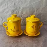 臥佛寺茶杯四件套禮品定做,景德鎮(zhèn)禮品陶瓷茶杯廠家