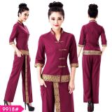 spa工作服女 2018 棉麻 養身技師服 復古spa工作服